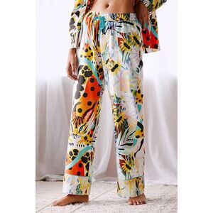 Marcos Navarro Anthropologie Flannel Sleep Pants size S Safari Tropical Animal P